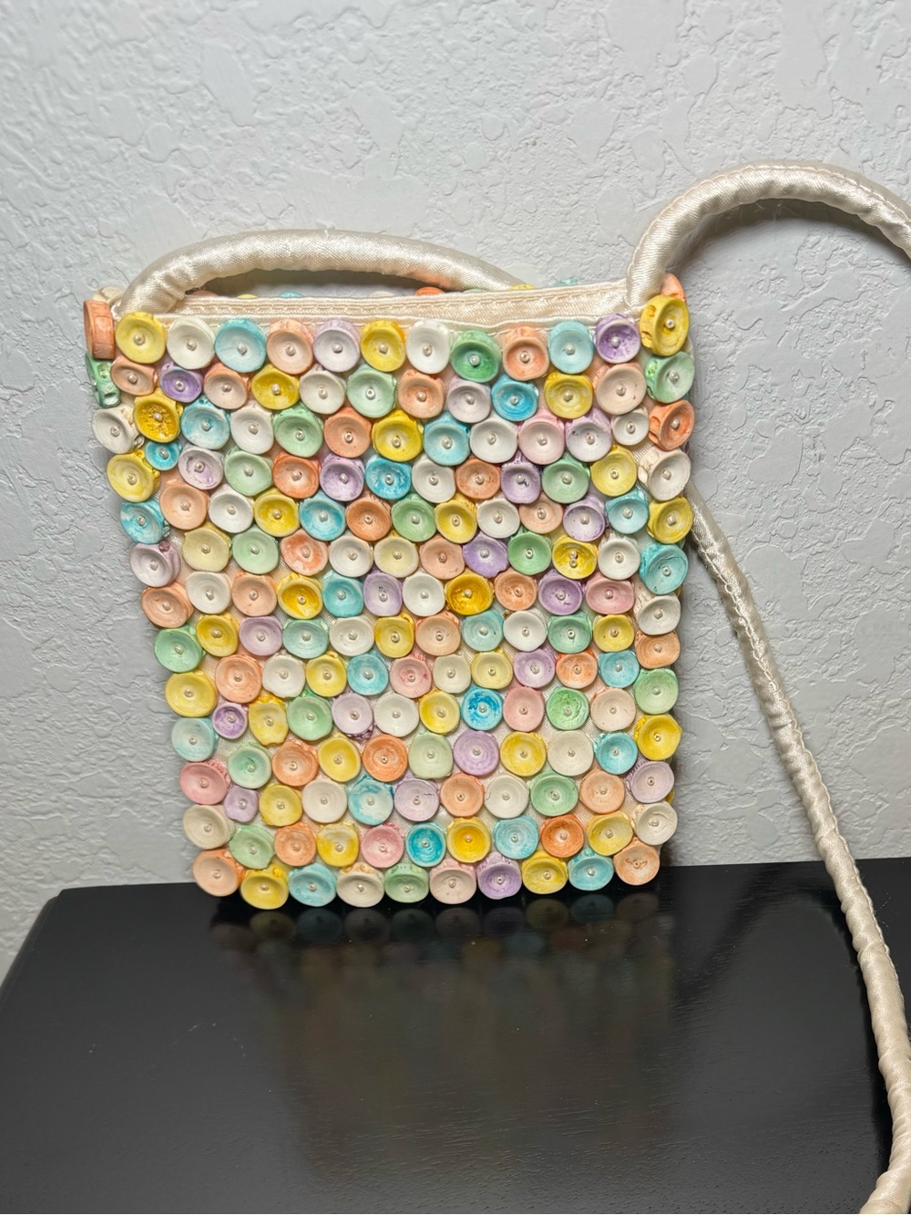 Pastel Beaded Crossbody Bag - Multicolor